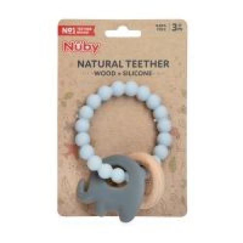 NUBY SILICONE/WOOD TEETHER ELEPHA