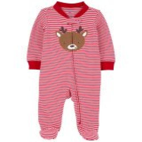 CARTERS F24 I N TEXTURED SNP RED STRIPE REINDEER 3M 100% COTT INDIA