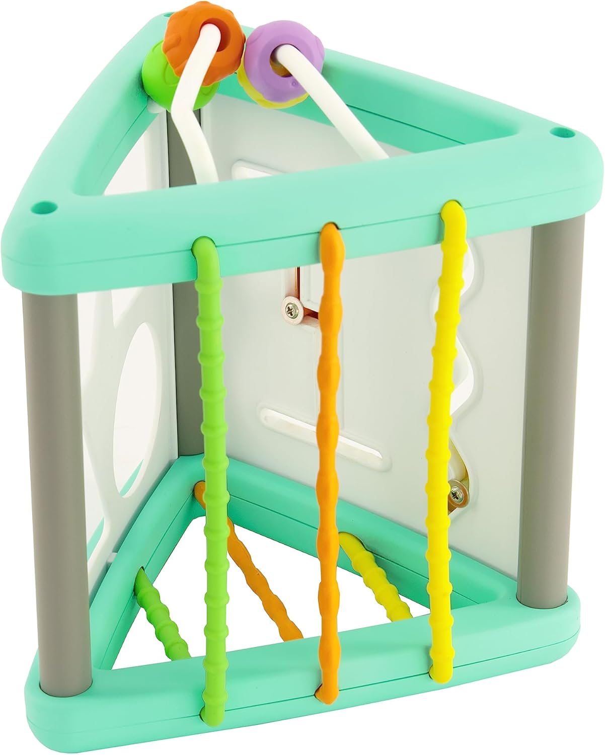 Infantino Activity Triangle & Shape Sorter with 4 Shapes, Bendy Bars, Maze Tracks & Spinning Gears for Infants & Toddlers 6M+