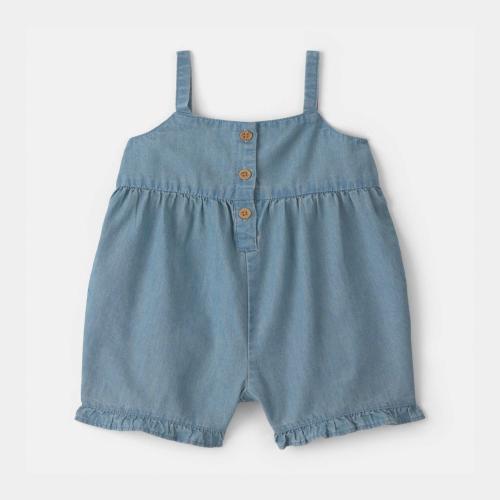 Baby Girl Chambray Sleeveless Romper - LittleOnes Aruba